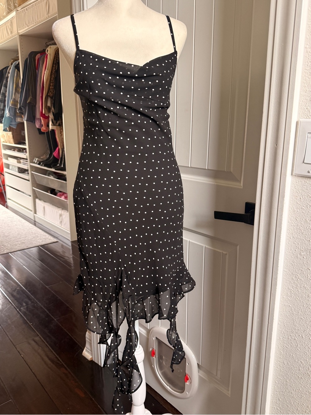 Jessica Simpson Black Polka Dot Cowl Neck Mini Dress